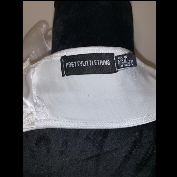 White Satin Ruffled Crop Top - Picture 8 of 8